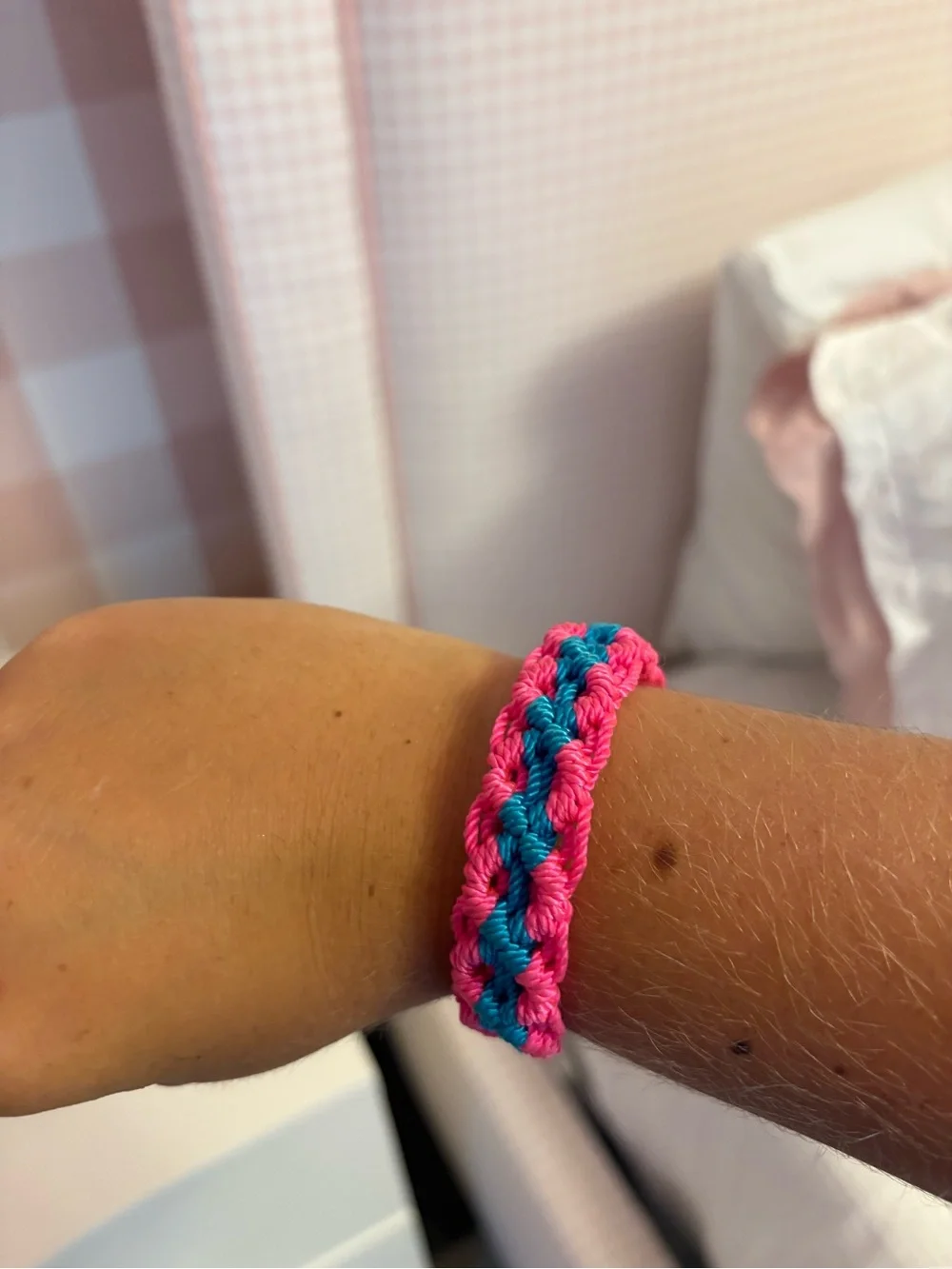 Handmade Kids Pink & Teal Braided Friendship Bracelet